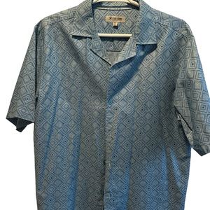 Stacy Adams blue Geometric Print short sleeve casual shirt size XXL.